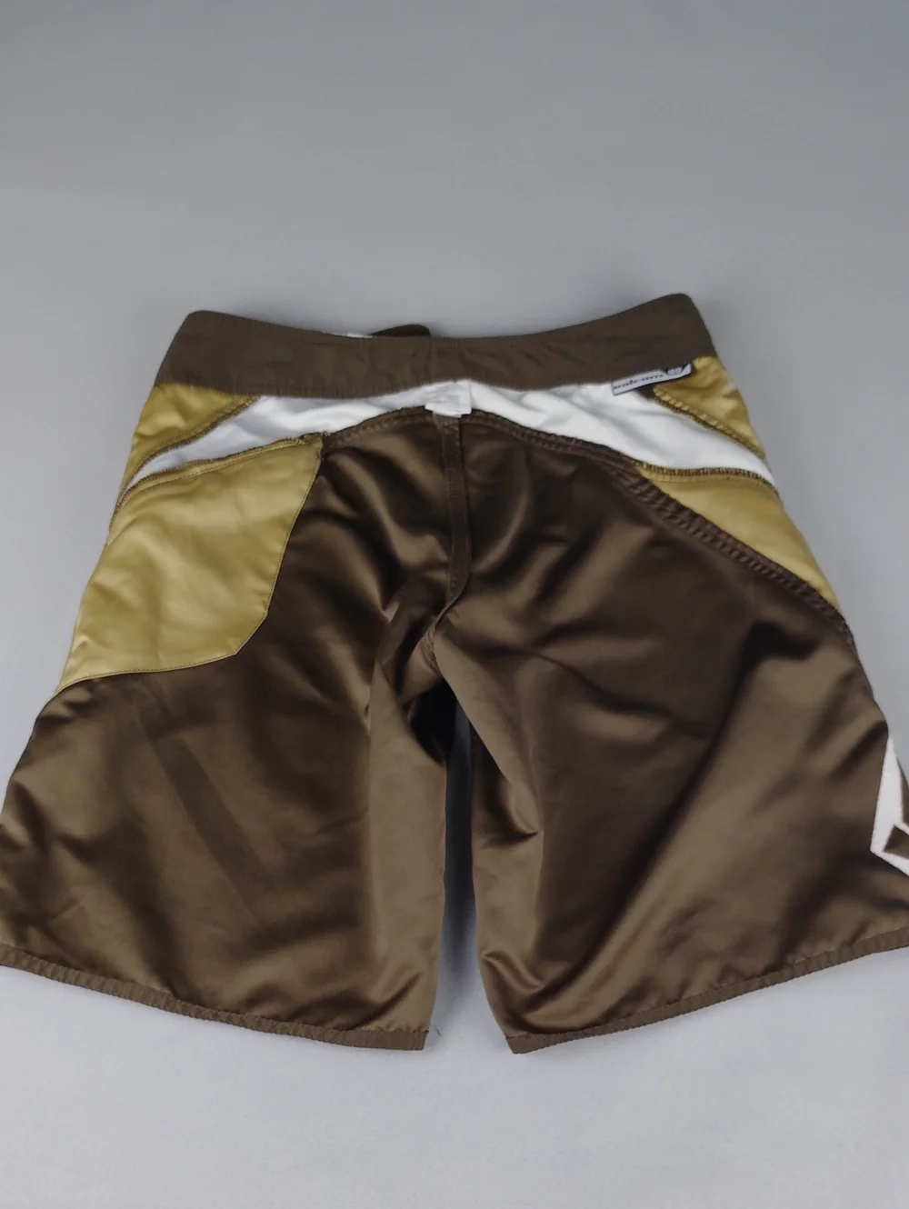 Volcom Brown Boardshorts with Yellow Graphic Accents